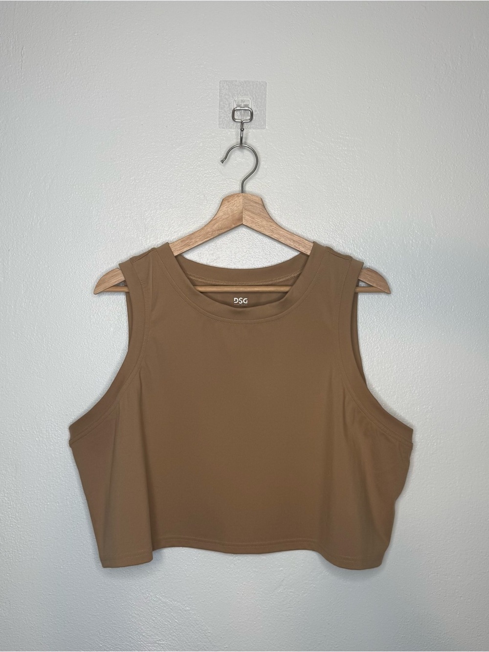 DSG Women's Movement Seamless Boxy Tank Cropped Casual Tan/Brown Plus Size 2X
